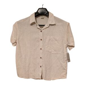 Women's Beige Button Down Short Sleeve Size XS